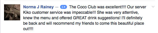 5-Star Review: The Coco Club was excellent!!!!